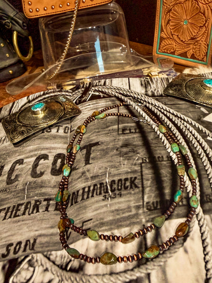 Copper Pearl Turquoise Necklace