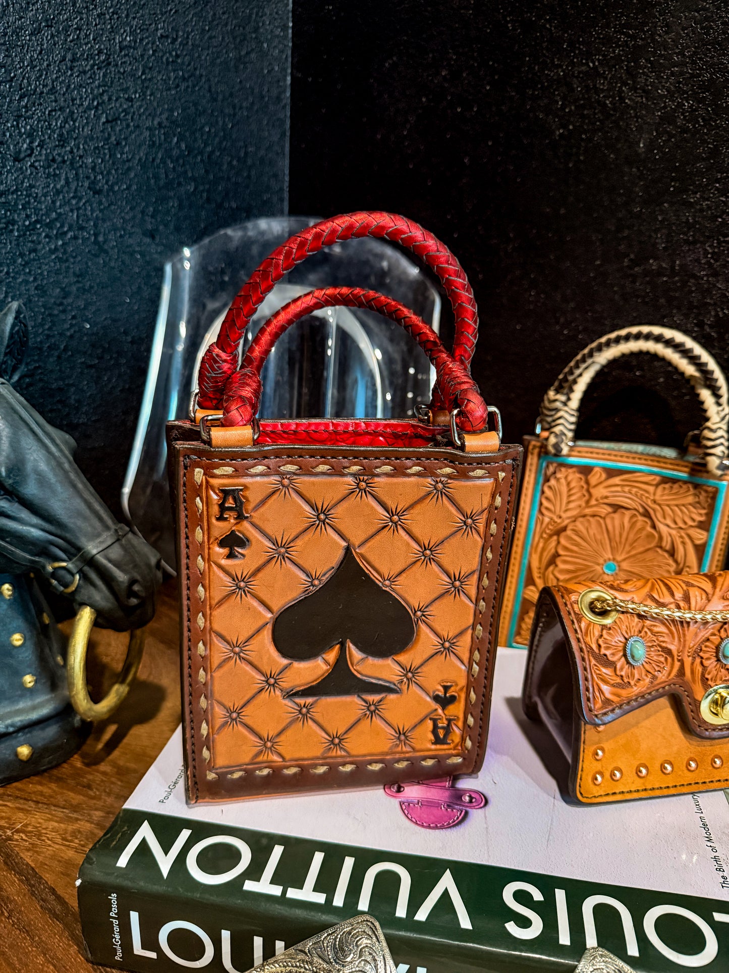 Ace Card Tooled Leather Hand Bag￼