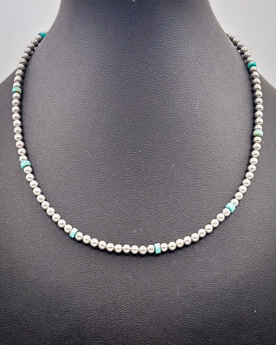 Sterling silver 4mm Navajo pearl choker
