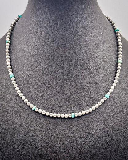 Sterling silver 4mm Navajo pearl choker