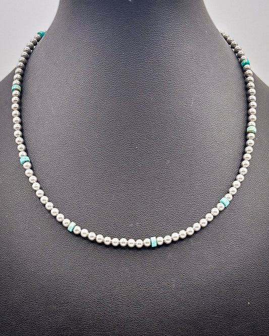 Sterling silver 4mm Navajo pearl choker