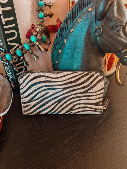 Animal Print Cowhide Zip Wallet