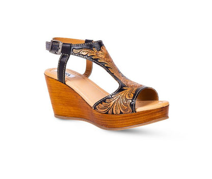 Tooled Leather Wedge