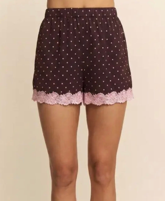 Silky Maroon Pink Lace Shorts