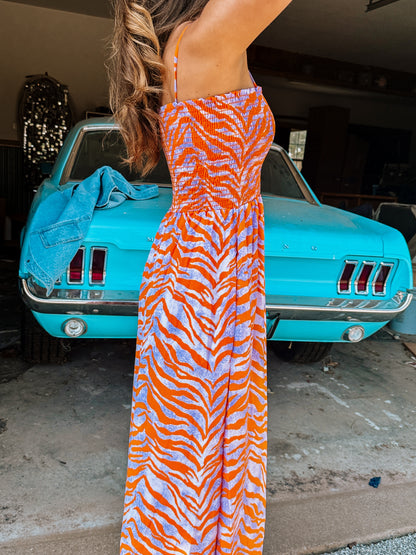 Flare Lavender Zebra Jumpsuit