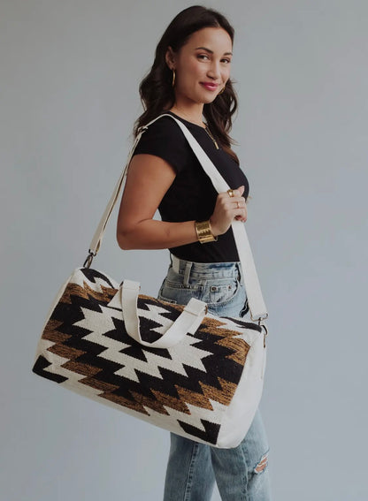 Black, White & Brown Aztec Duffel