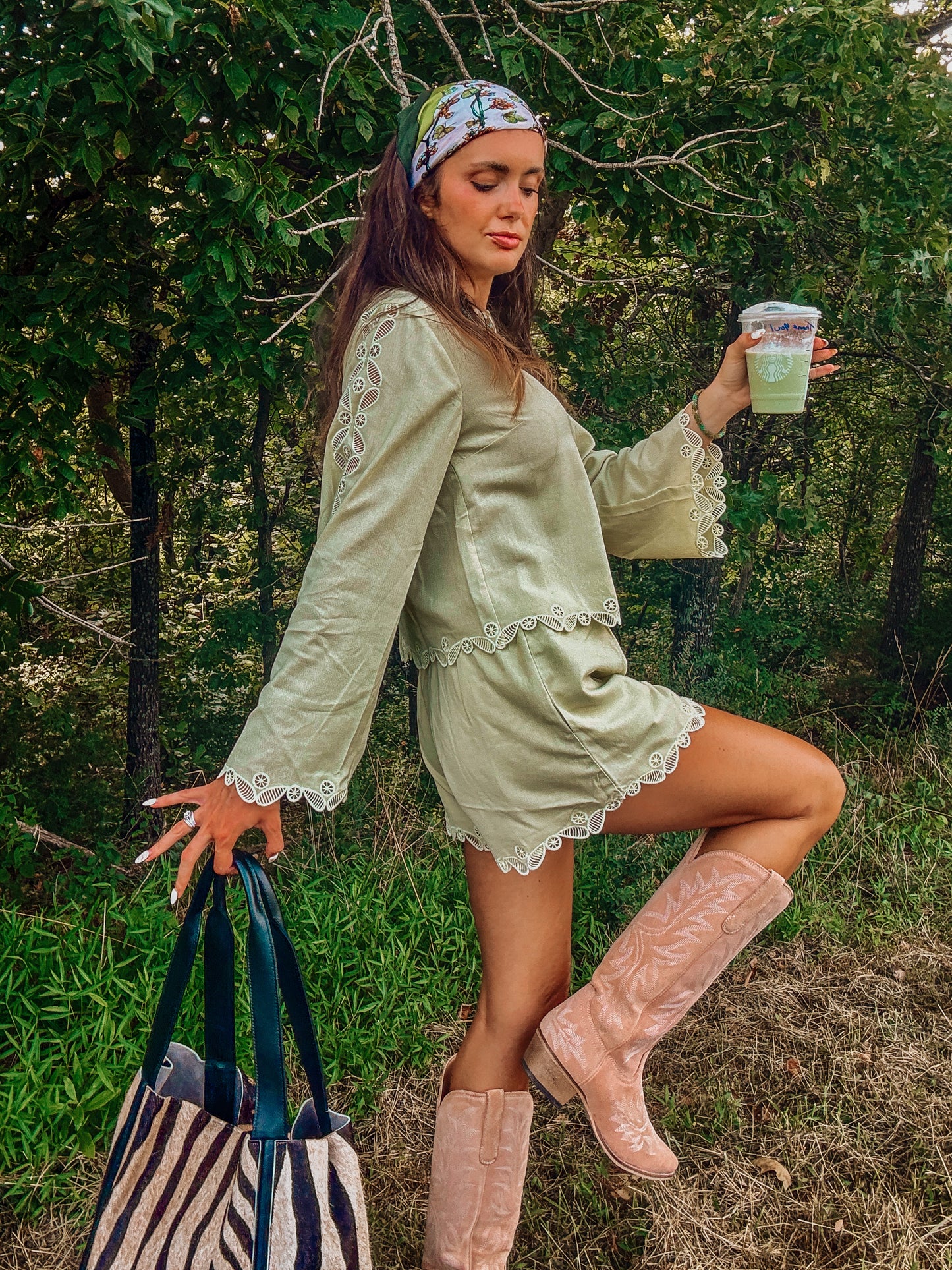 Matcha Lace Hippie Set
