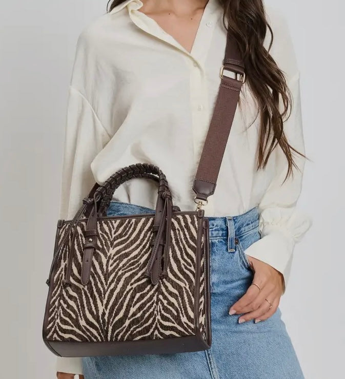 Zealous Zebra Tote (Brown)