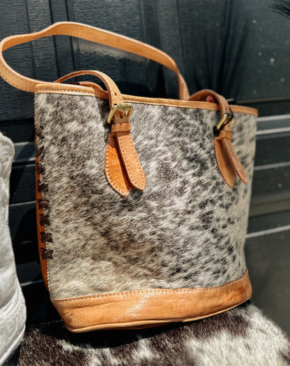 Salt & Peper Cowhide Bucket Tote