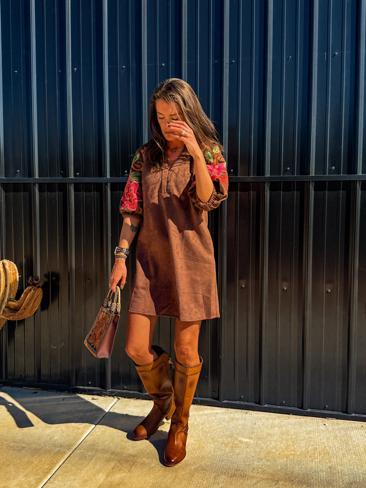 Suede Ramblin’ Rose Dress