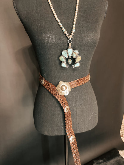 Leather Concho Braided Belt