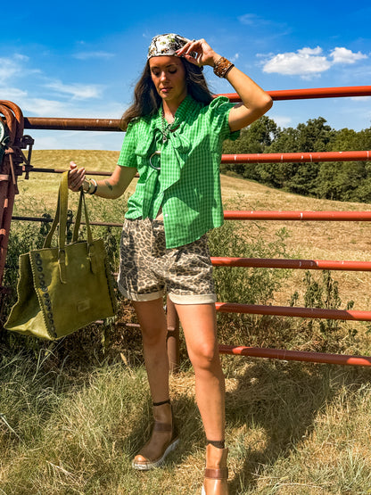 Howdy Hanny- Green Check Button Up