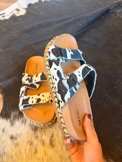 Cowhide Slide Sandals — Size 9 (used for product photos)
