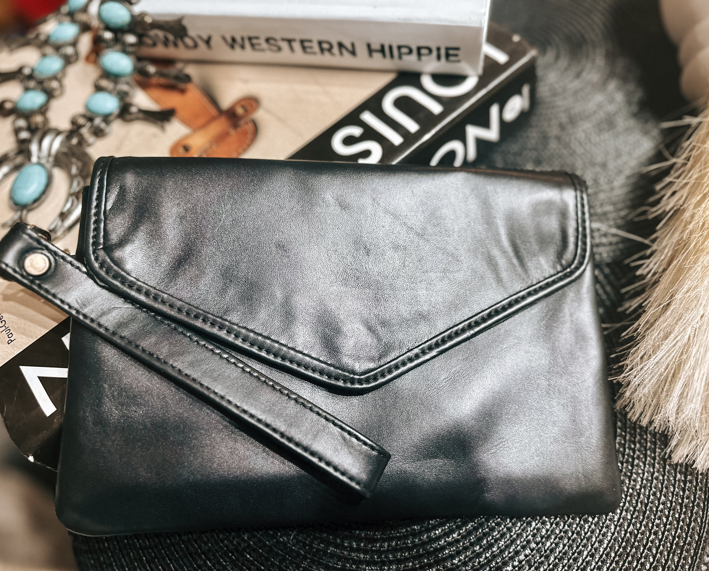 Genuine leather clutch ￼