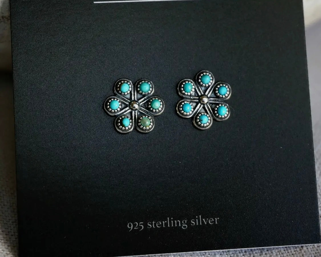 Turquoise Iris Stud Earrings