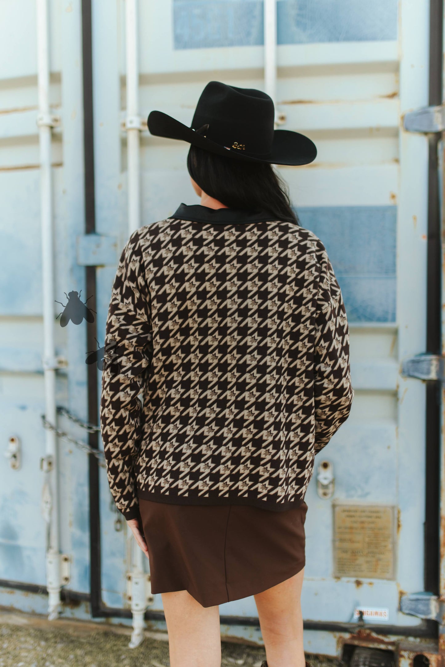 Houndstooth Uptown Pony Cardigan