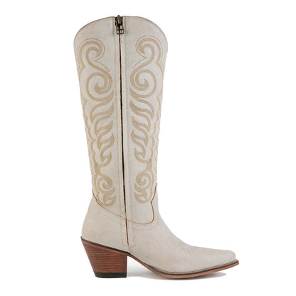 White Leather Cowgirl Boots