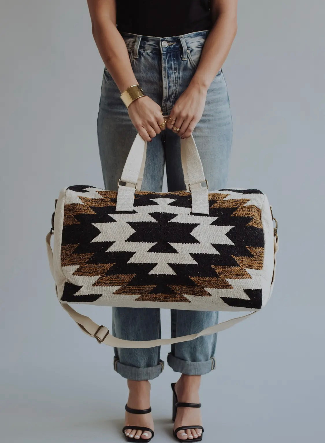 Black, White & Brown Aztec Duffel