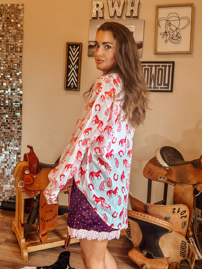 Pink Pony Club Button Up