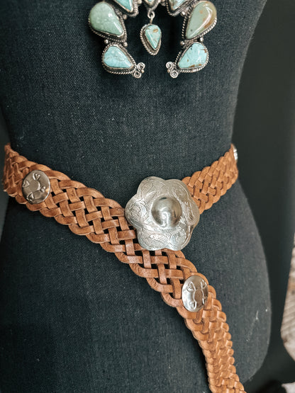 Leather Concho Braided Belt