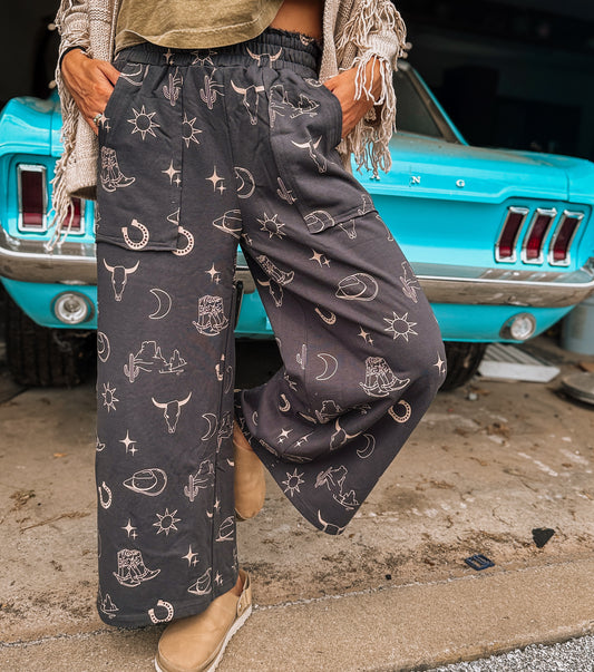 Western Flares Pants (Charcoal)