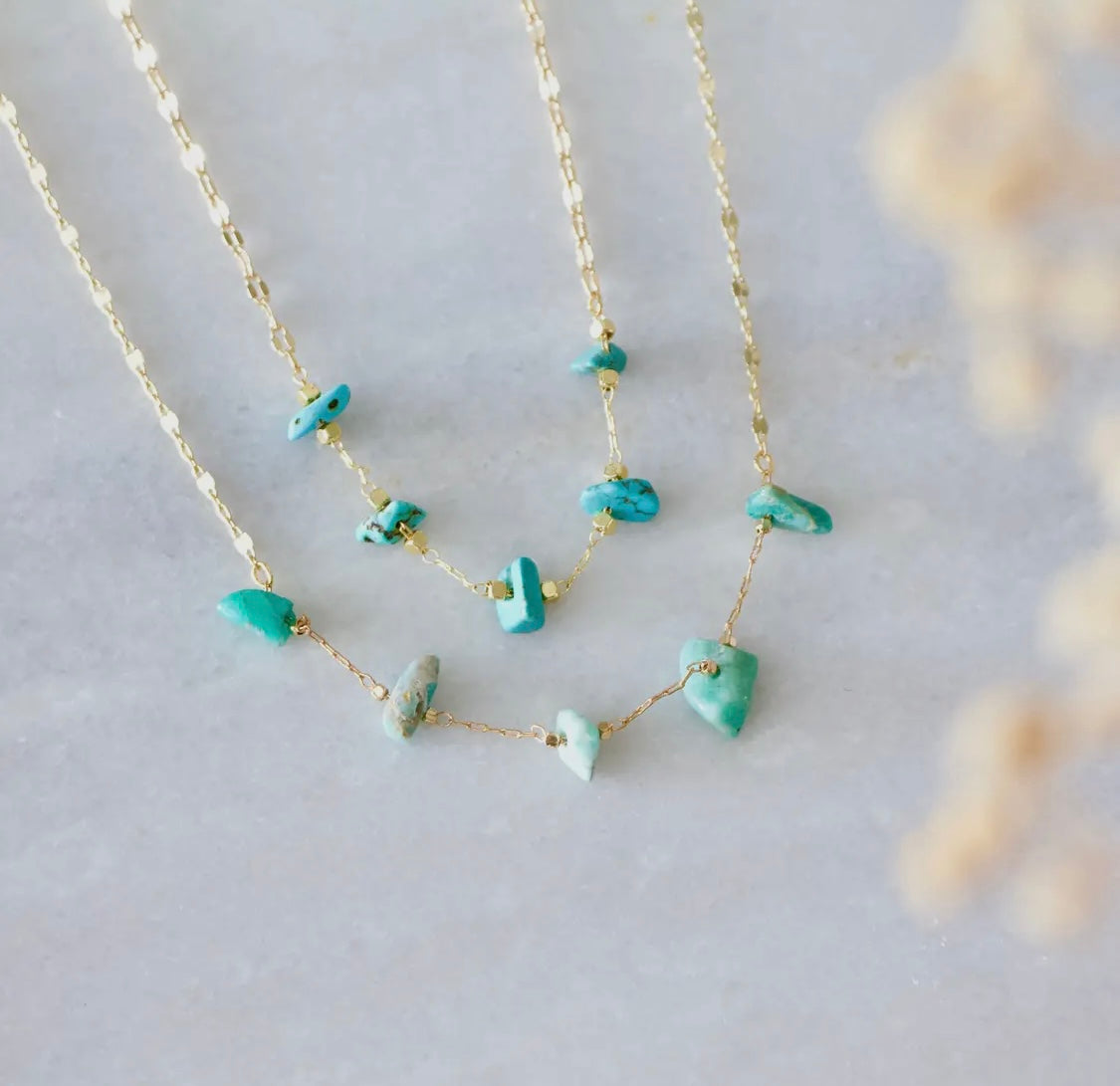 Turquoise Nugget Gold Necklace