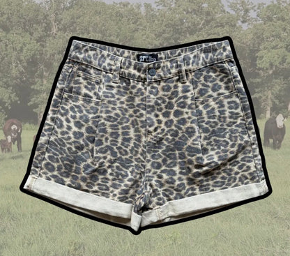 Leopard Denim Shorts