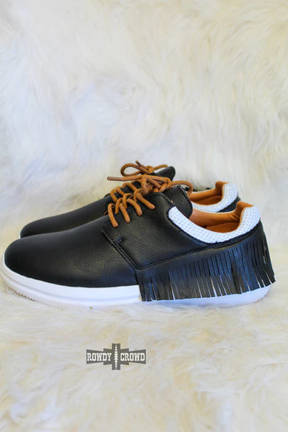 Black Fringe Tennis Shoes