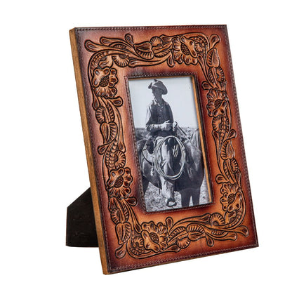 Chestnut Tooled Leather Picture Frame