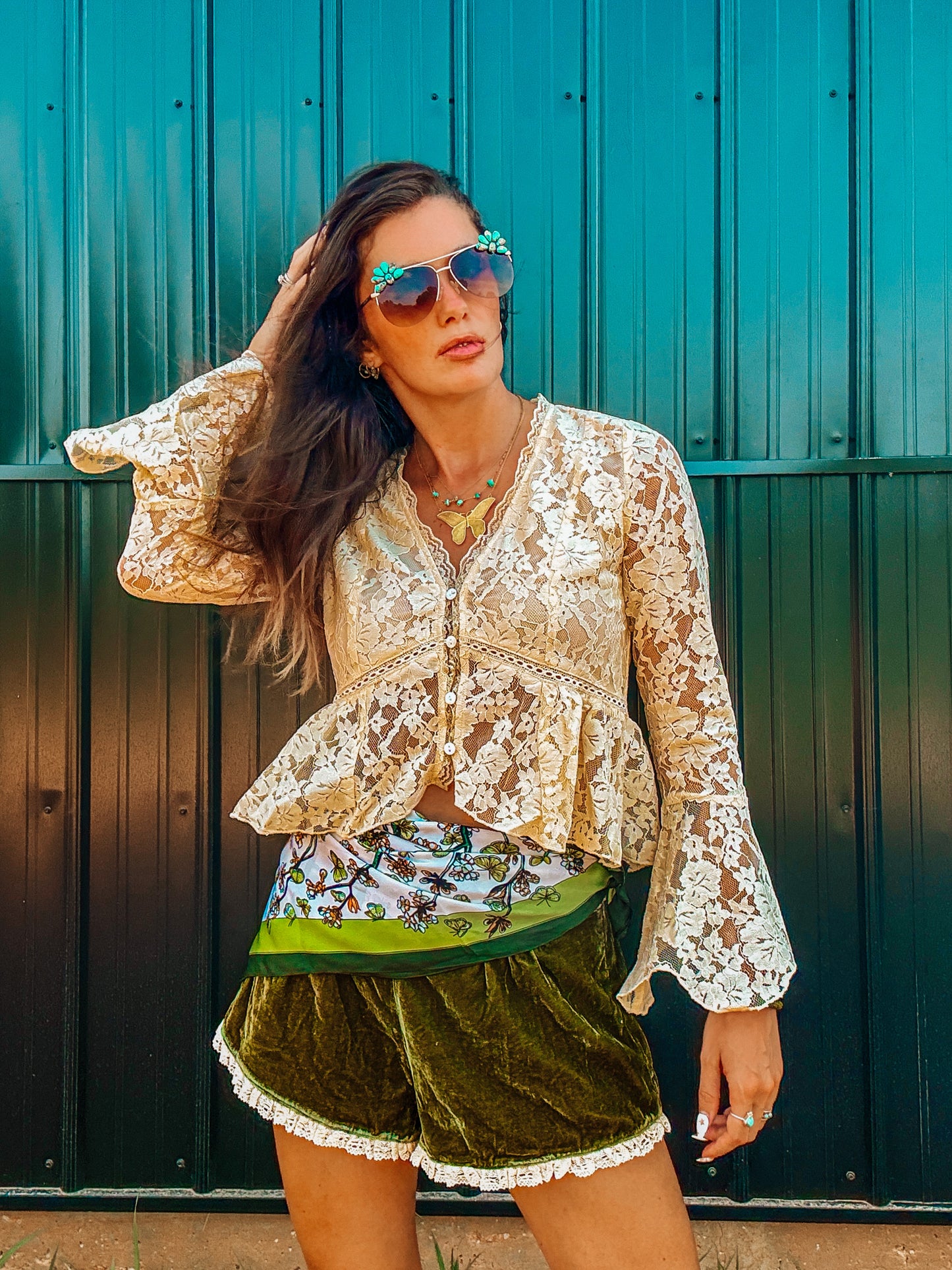Lace Bell Sleeve Hippie Top