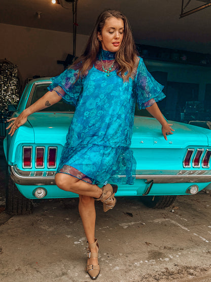 Sheer Floral Organza Dress