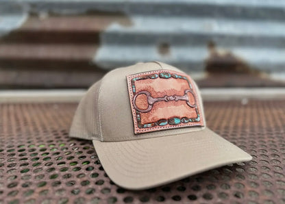 Bit Tooled Leather Trucker Hat