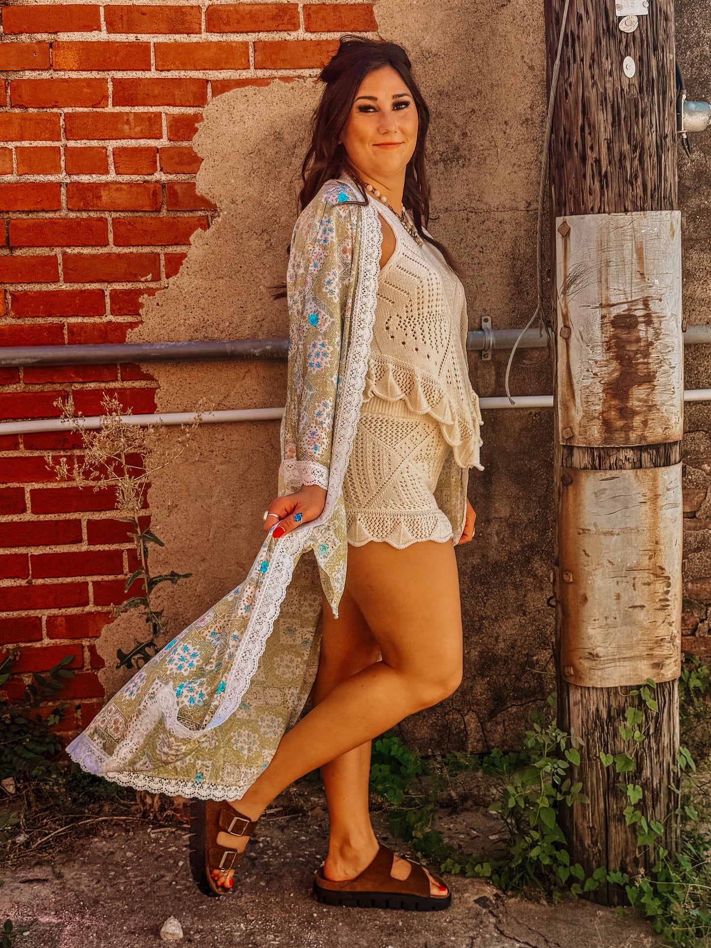 Patchwork Matcha Lace Kimono