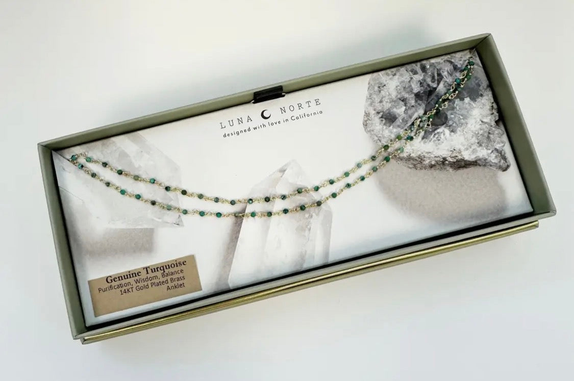 Turquoise 14KT Gold Ankle Bracelet