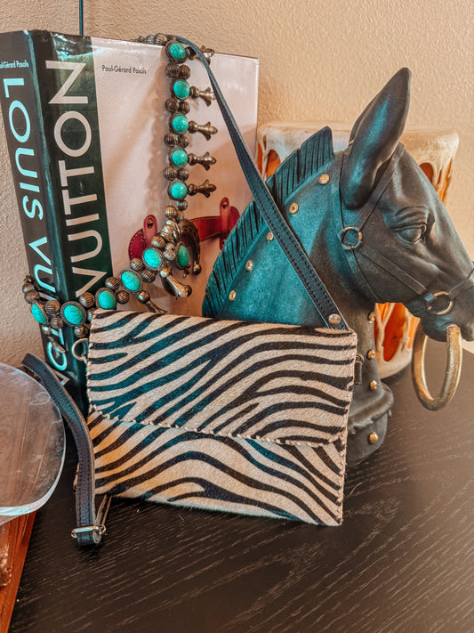 Cowhide Zebra Crossbody