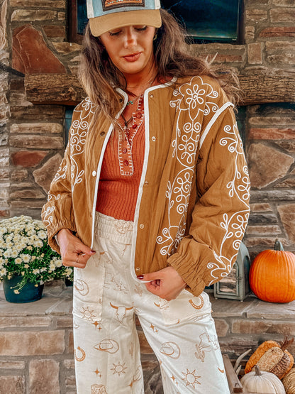 Embroidered quilted western jacket