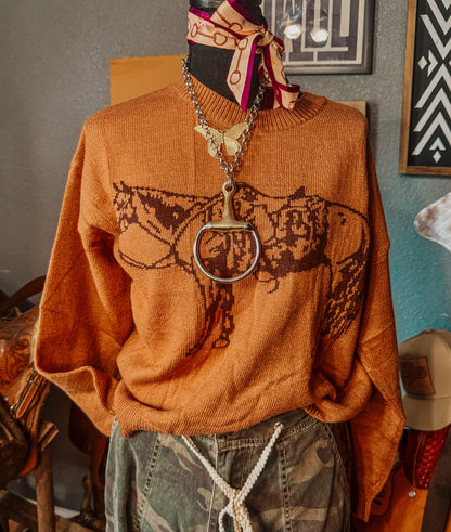 The Cowpony Crewneck Sweater in Chocolate Brown