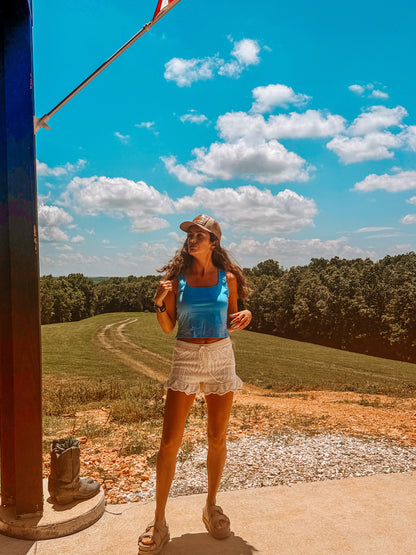 Blue Tie Back Tank