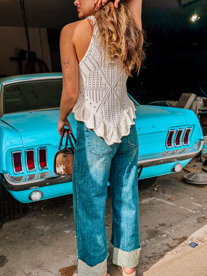 Crochet-Knit Ruffled
Handkerchief Tank Top