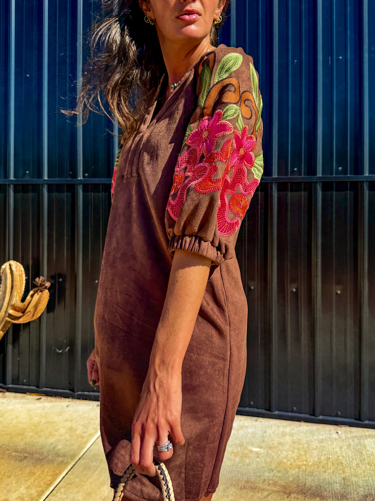 Suede Ramblin’ Rose Dress