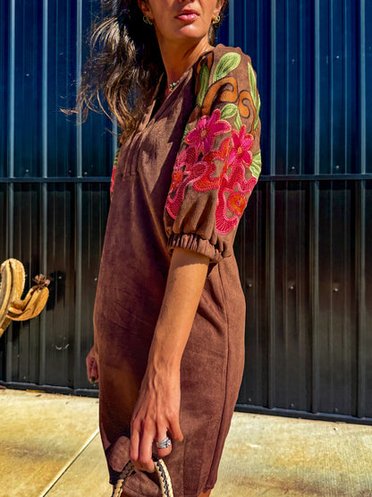 Suede Ramblin’ Rose Dress