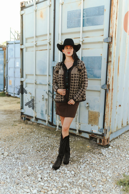 Houndstooth Uptown Pony Cardigan