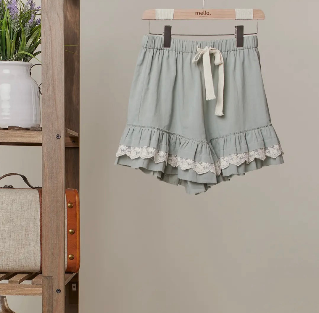 Teal Bloomer Ruffle Shorts