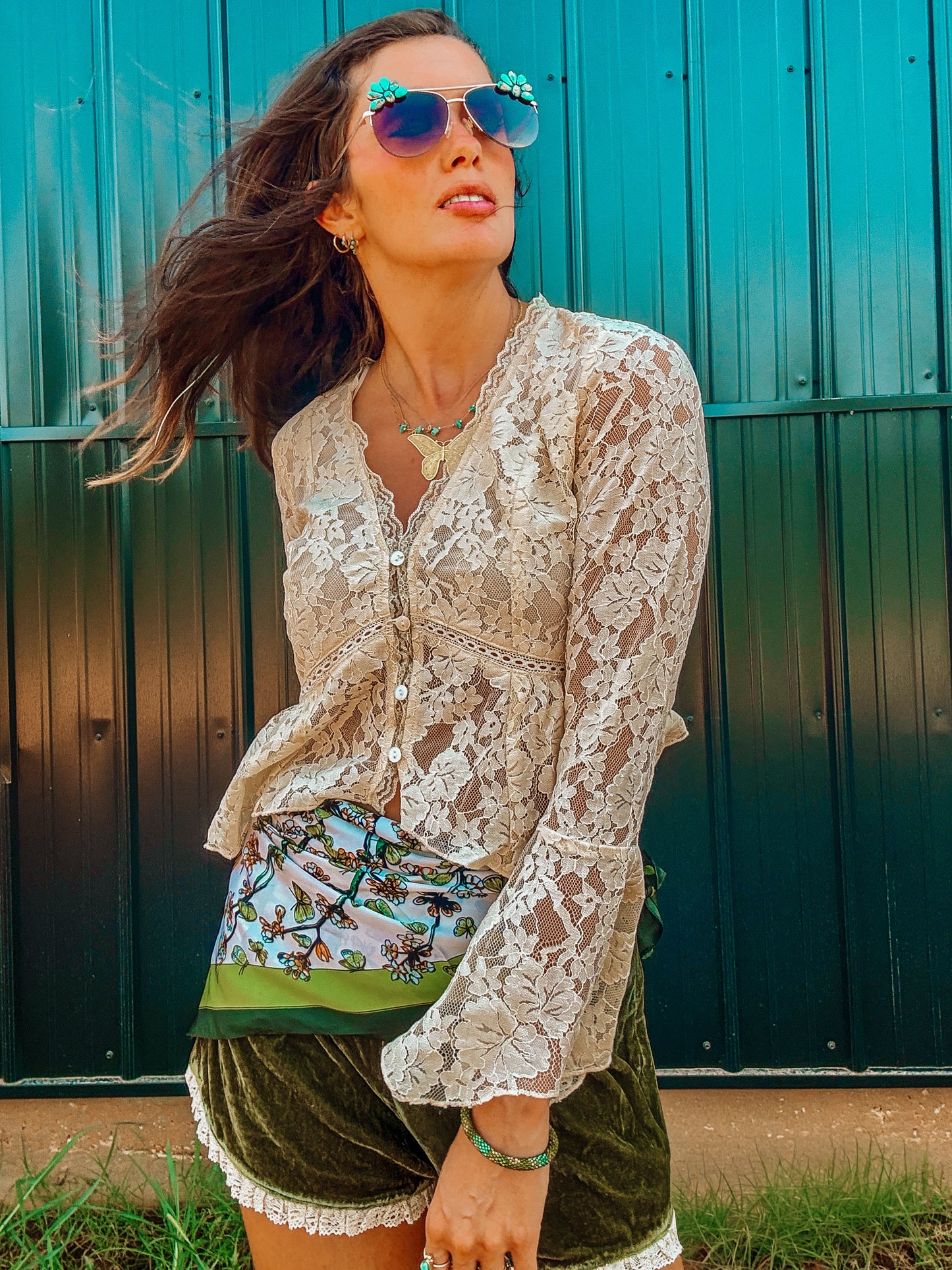 Lace Bell Sleeve Hippie Top