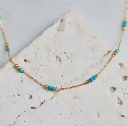 Gold Turquoise Beaded Necklace