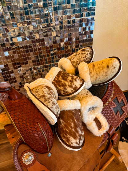 Cowhide House Shoes Slippers
