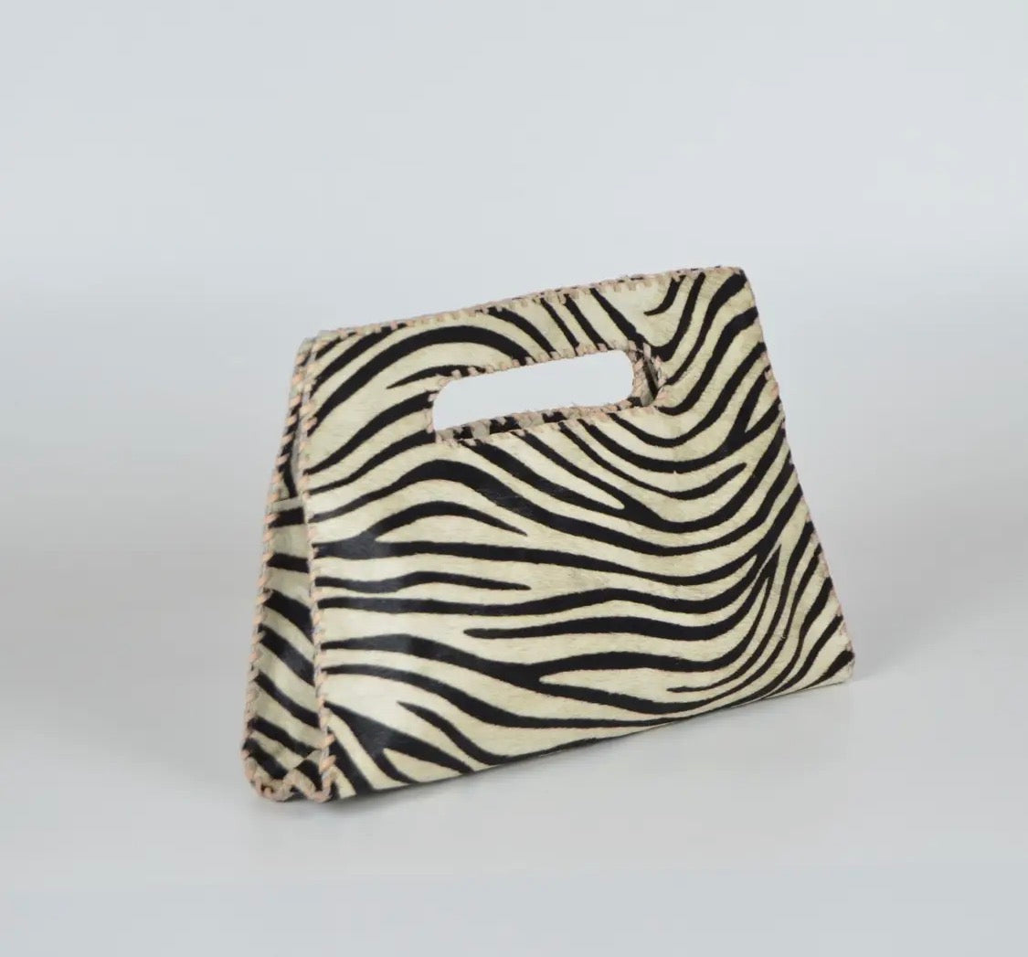 Cowhide Zebra Clutch
