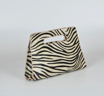 Cowhide Zebra Clutch