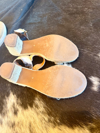 Myra Cowhide Wedge Sandals — Size 9 (Product photo shoes)
