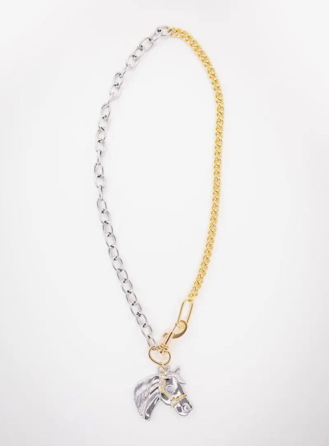 Plated Chain Necklace Horse Pendant
